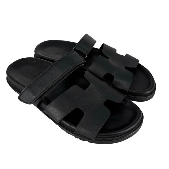 Galerie Des Tanneurs Slides Sandals Black Leather Mens Size 8.5 Designer H main image 6